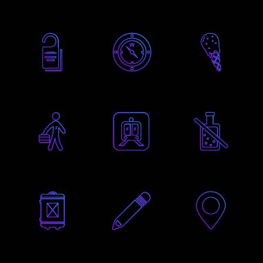 farklı minimalist düz vektör app simgeler siyah arka plan üzerine