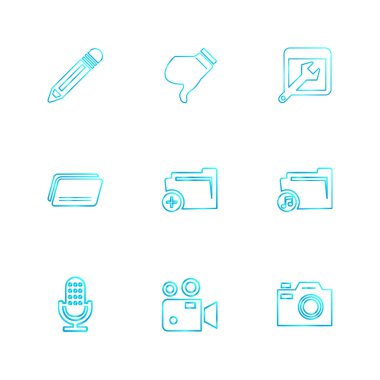 Beyaz arka plan, vektör çizim üzerinde düz simgeler