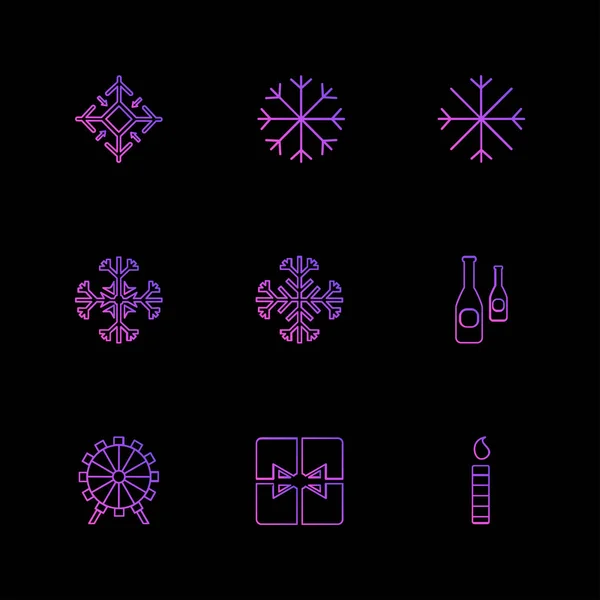 Creative Flat Vector App Icons Black Background — стоковый вектор