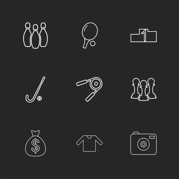 Minimalistische Flache App Symbole Auf Schwarzem Hintergrund — Stockvektor