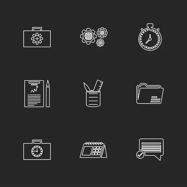 Minimalistic Flat App Icons Black Background — Stock Vector