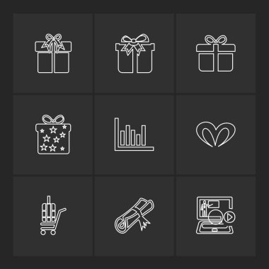 siyah arka plan üzerine minimalist düz app simgeleri