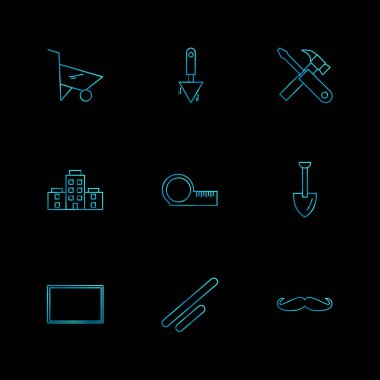 minimalist düz vektör app simgeler siyah arka plan üzerine