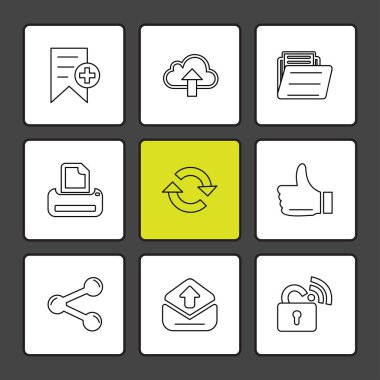 siyah arka plan üzerine minimalist düz app simgeleri