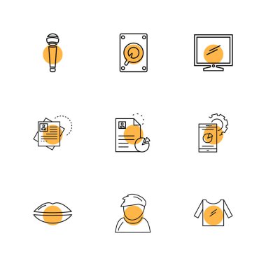 Beyaz arka plan üzerinde renkli minimalist düz app simgeleri