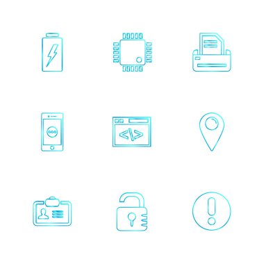 Beyaz arka plan üzerinde izole minimalist düz app simgeleri