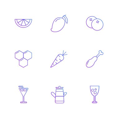 Beyaz arka plan, vektör çizim üzerinde çeşitli gıda simgeleri