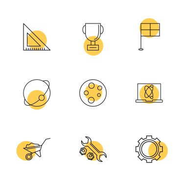 Beyaz arka plan üzerinde renkli daireler ile minimalist düz vektör app simgeleri