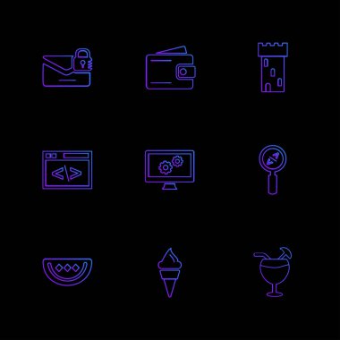 farklı minimalist düz vektör app simgeler siyah arka plan üzerine