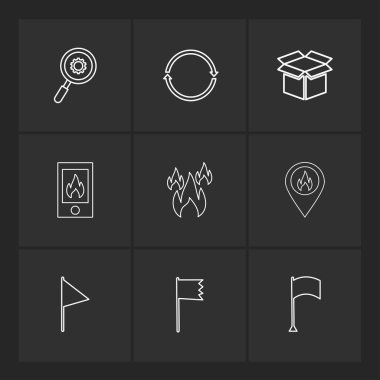 siyah arka plan üzerine minimalist düz app simgeleri