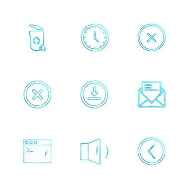 beyaz zemin üzerine minimalist düz app simgeleri