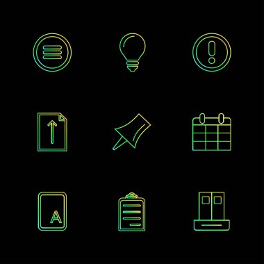 farklı minimalist düz vektör app simgeler siyah arka plan üzerine