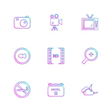 Beyaz arka plan üzerinde renkli minimalist düz vektör app simgeleri