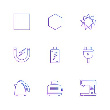 Beyaz arka plan üzerinde izole mor farklı minimalist düz vektör app simgeleri