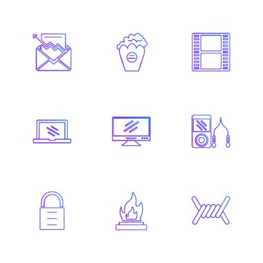 Beyaz arka plan üzerinde renkli minimalist düz vektör app simgeleri