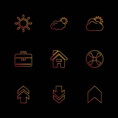 farklı minimalist düz vektör app simgeler siyah arka plan üzerine