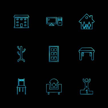 siyah arka plan üzerine minimalist düz app simgeleri