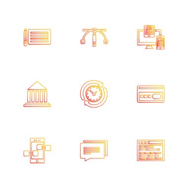 siyah arka plan üzerine izole minimalist düz app simgeleri