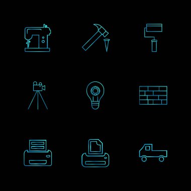 siyah arka plan üzerine minimalist düz app simgeleri