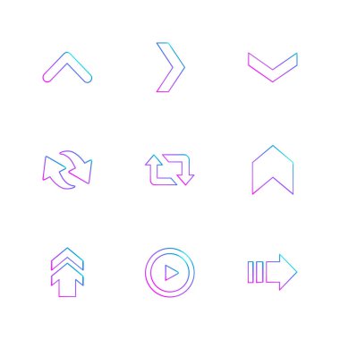 oklar yön işaretçiler yaratıcı simgeler ayarla, düz özel koleksiyon vektör