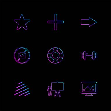 siyah arka plan, düz stil minimalist vektör app simgeleri