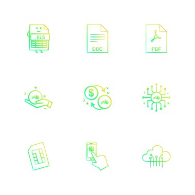 Beyaz arka plan üzerinde rasgele düz vektör app simgeleri