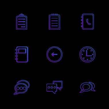 siyah arka plan, düz stil minimalist vektör app simgeleri
