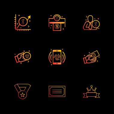 farklı minimalist düz vektör app simge kümesi