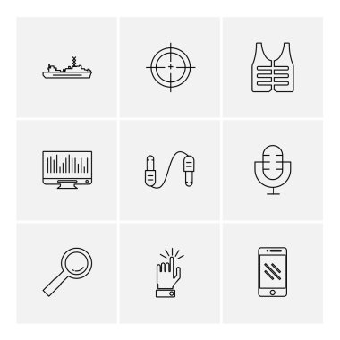 gri arka plan üzerinde izole minimalist düz app simgeleri