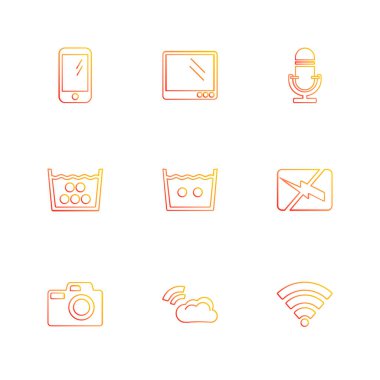 Minimalist düz app simgeler, vektör çizim dijital cihazlar için
