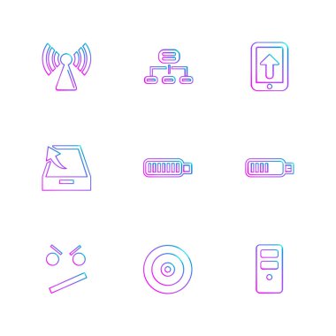 Beyaz arka plan üzerinde izole mor farklı minimalist düz vektör app simgeleri