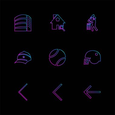 farklı minimalist düz vektör app simgeler siyah arka plan üzerine