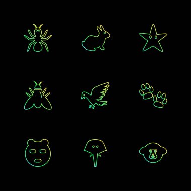 siyah arka plan, düz stil minimalist vektör app simgeleri