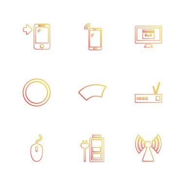 Minimalist düz app simgeler, vektör çizim dijital cihazlar için