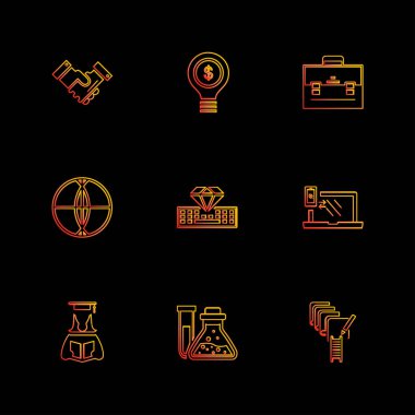 farklı minimalist düz vektör app simgeler siyah arka plan üzerine