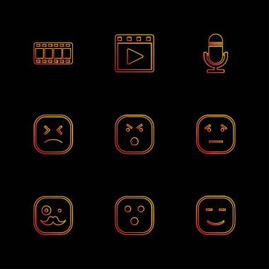 siyah arka plan üzerine minimalist düz app simgeleri