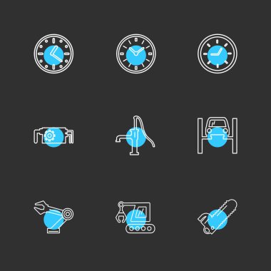 Basit düz vektör app simgeler siyah arka plan üzerine