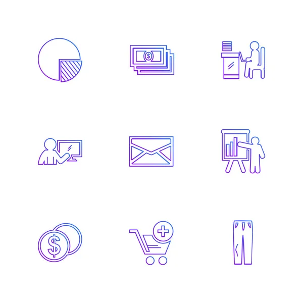 Iconos Aplicación Vector Plano Minimalista Color Sobre Fondo Blanco — Archivo Imágenes Vectoriales