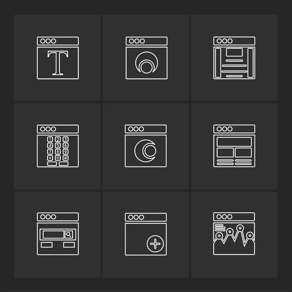 Platte Vector Illustratie Pictogrammen Set Van App Pictogrammen — Stockvector