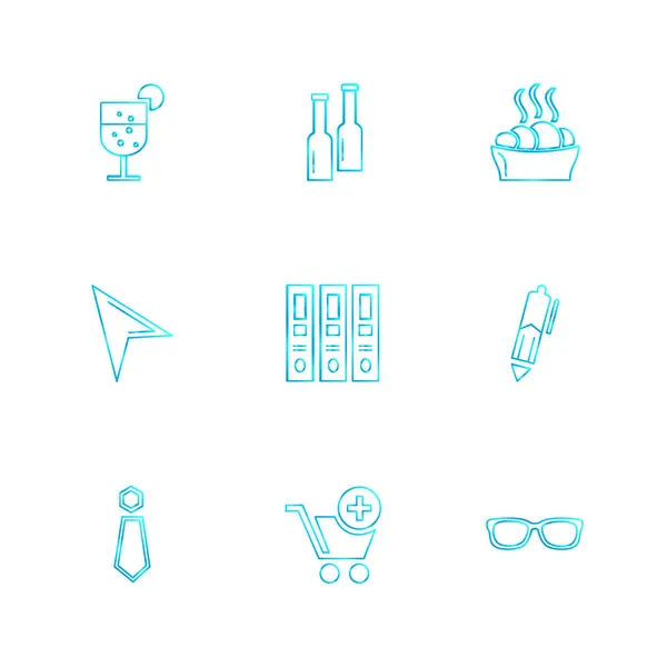 Platte Vector Illustratie Pictogrammen Set Van App Pictogrammen — Stockvector