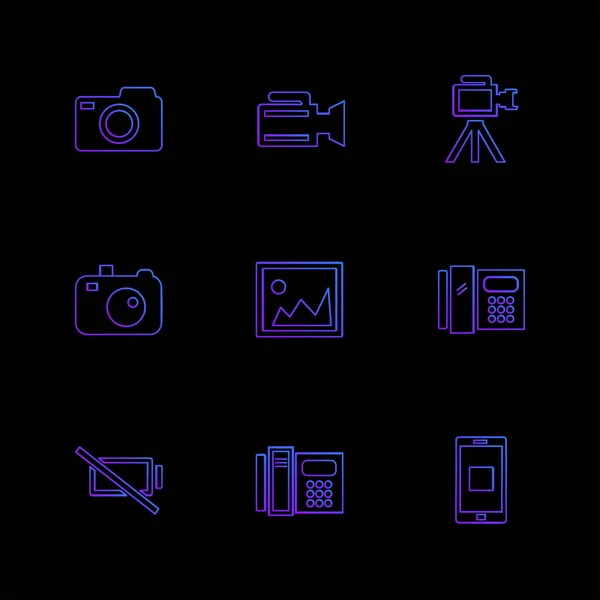 Minimalistic Flat App Icons Vector Illustration Digital Devices — Stock Vector