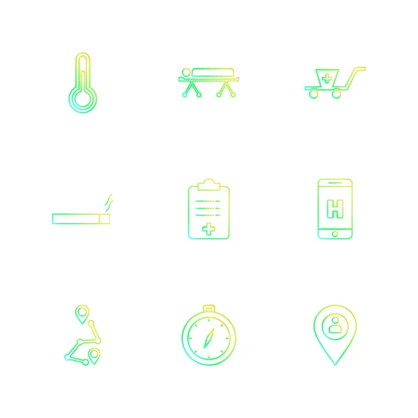 Conjunto Iconos Aplicaciones Planas Aisladas Sobre Fondo Blanco — Vector de stock