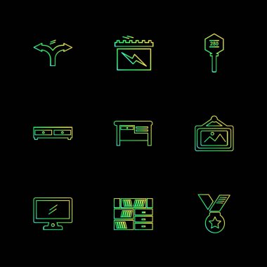 farklı minimalist düz vektör app simgeler siyah arka plan üzerine