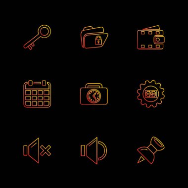 farklı minimalist düz vektör app simgeler siyah arka plan üzerine