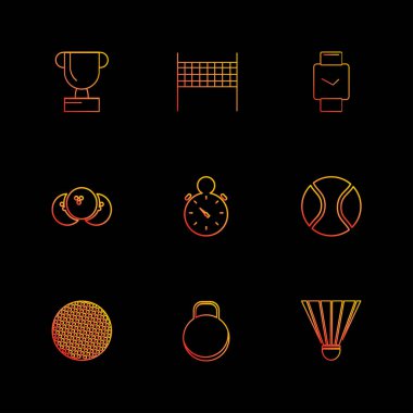 siyah arka plan, düz stil minimalist vektör app simgeleri