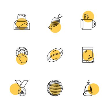 Beyaz arka plan üzerinde renkli daireler ile minimalist düz vektör app simgeleri