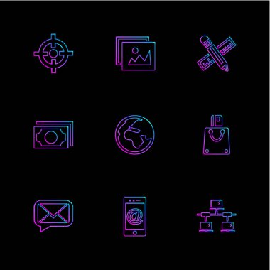 siyah arka plan üzerine minimalist düz app simgeleri