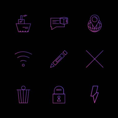 siyah arka plan üzerine minimalist düz app simgeleri