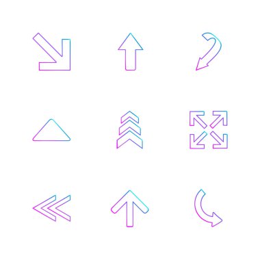 oklar yön işaretçiler yaratıcı simgeler ayarla, düz özel koleksiyon vektör