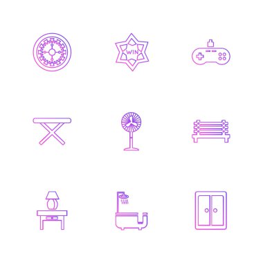 Beyaz arka plan üzerinde farklı minimalist düz vektör app simgeleri